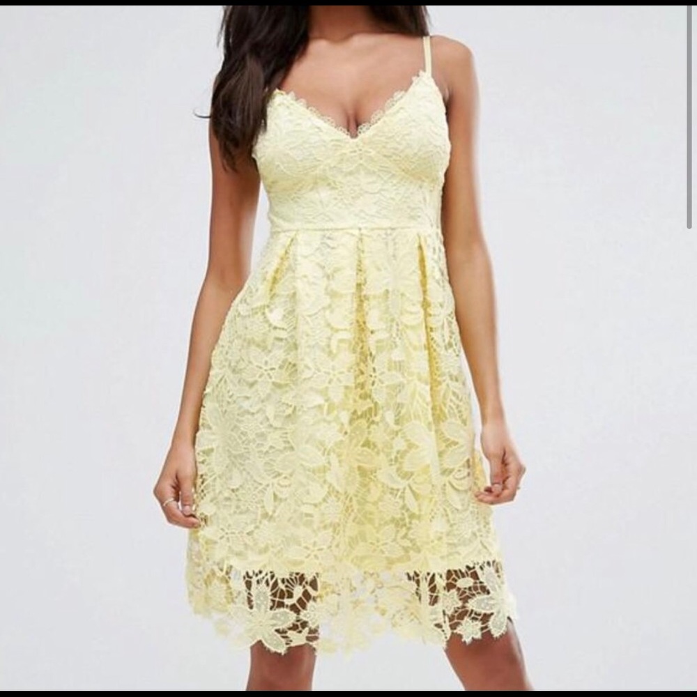 ASOS Lipsy London Yellow lace dress